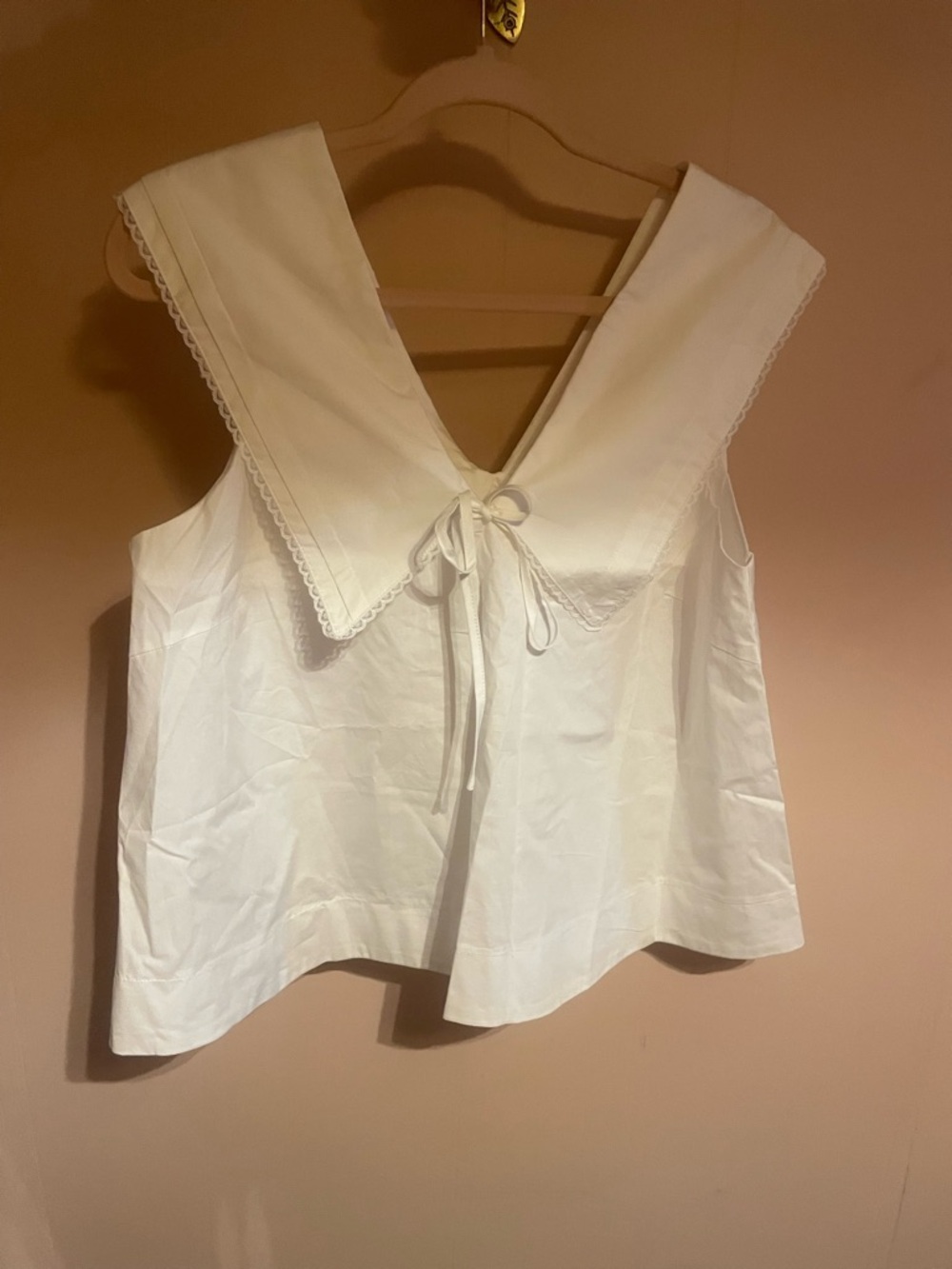 White Sailor-Collar Tie-Front Blouse - Brand: